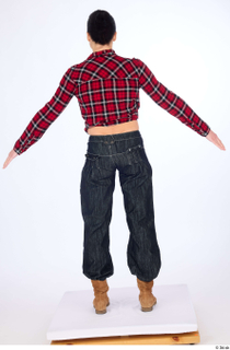 Hanane a pose baggy high-waisted jeans casual dressed plaid knotted…